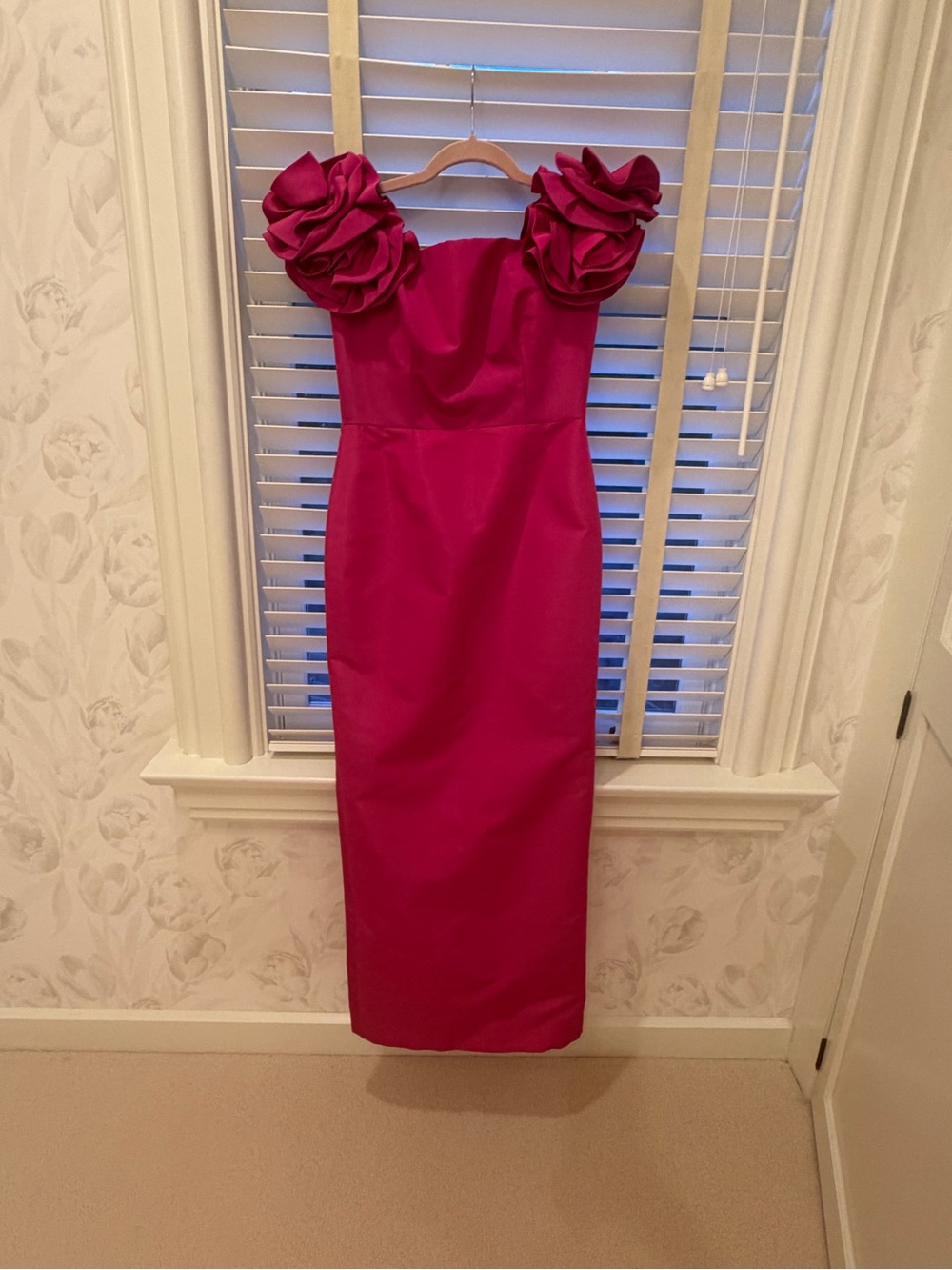 Carolina Herrera Off Shoulder Column Gown with Flower Detail